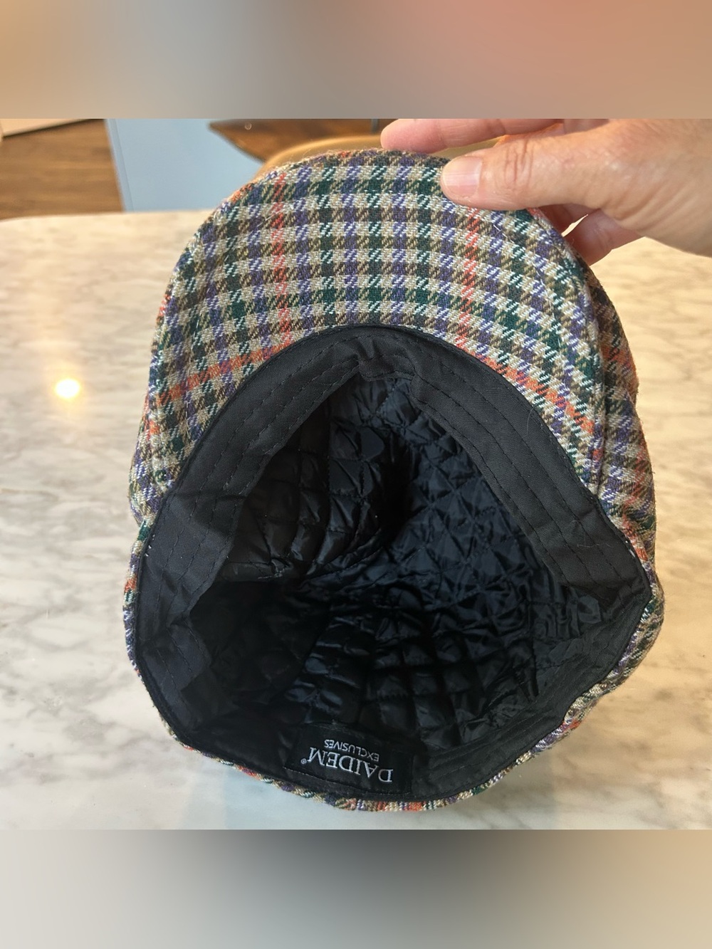 Diadem Multicolor Houndstooth Flat Newsboy Cap Men Size Large approx 23” around - Picture 5 of 9